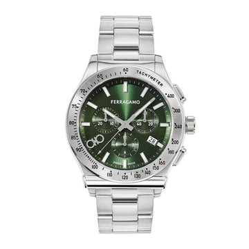  Shop Authentic Salvatore Ferragamo 1927 Chrono Green Dial Silver Steel Strap Watch for Men - SFKZ00423 - Luxxuri
