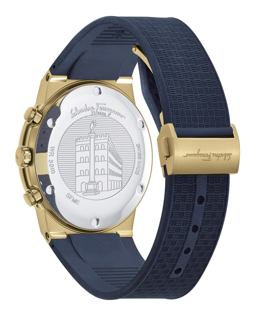  Shop Authentic Salvatore Ferragamo Sapphire Chrono Blue Dial Blue Silicone Strap Watch for Men - SFME00221 - Luxxuri