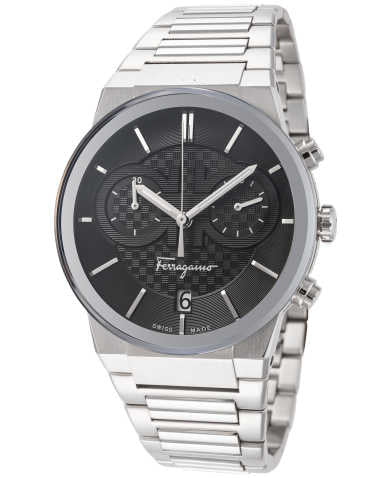  Shop Authentic Salvatore Ferragamo Sapphire Chrono Black Dial Silver Steel Strap Watch for Men - SFME00321 - Luxxuri
