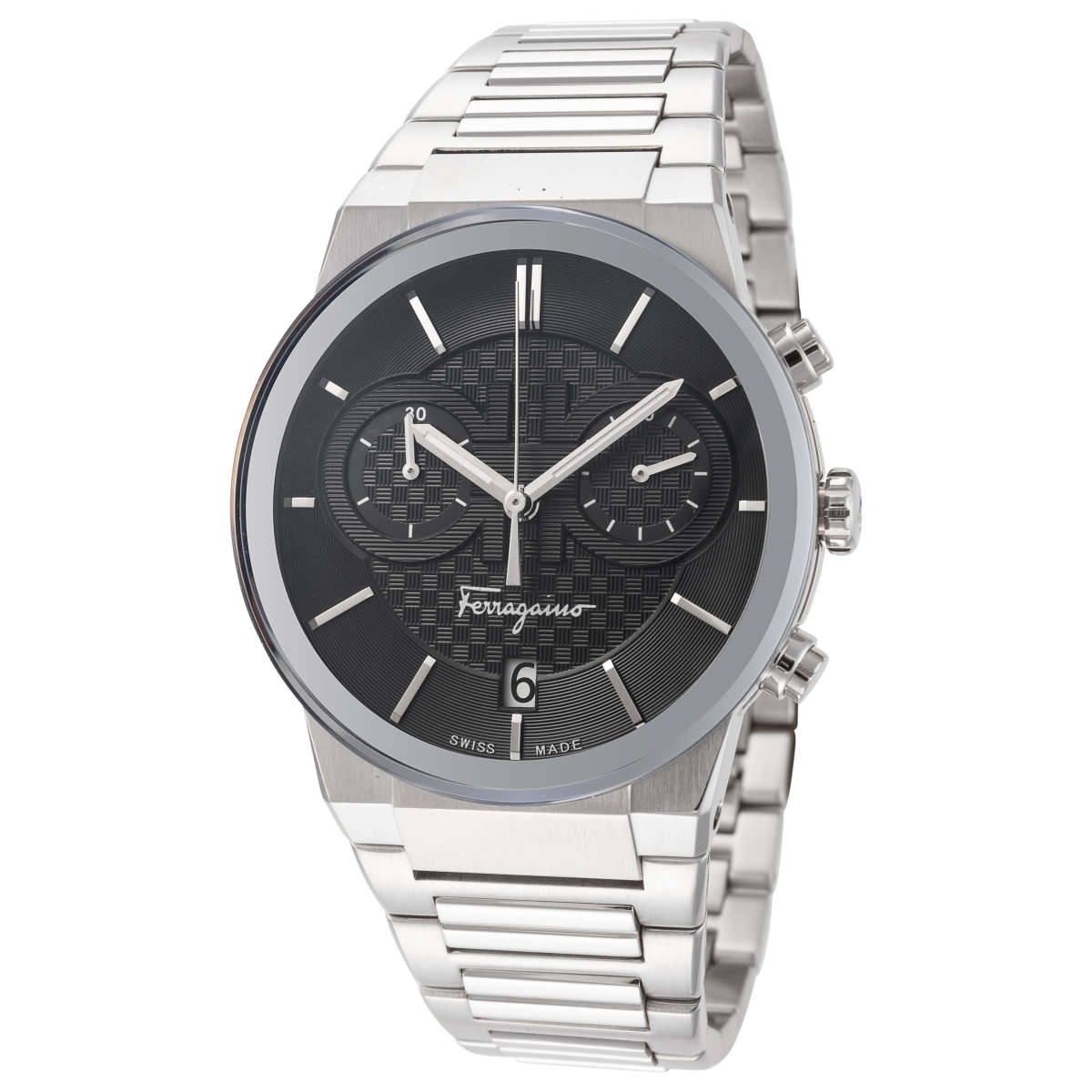  Shop Authentic Salvatore Ferragamo Sapphire Chrono Black Dial Silver Steel Strap Watch for Men - SFME00321 - Luxxuri