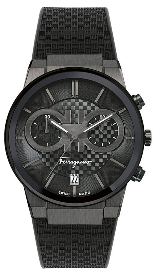  Shop Authentic Salvatore Ferragamo Sapphire Chrono Black Dial Black Rubber Strap Watch for Men - SFME00621 - Luxxuri