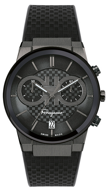  Shop Authentic Salvatore Ferragamo Sapphire Chrono Black Dial Black Rubber Strap Watch for Men - SFME00621 - Luxxuri