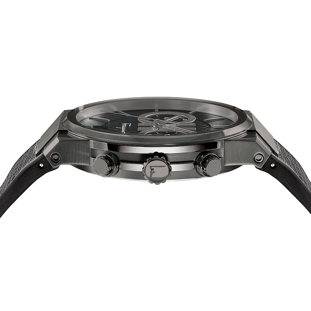  Shop Authentic Salvatore Ferragamo Sapphire Chrono Black Dial Black Rubber Strap Watch for Men - SFME00621 - Luxxuri