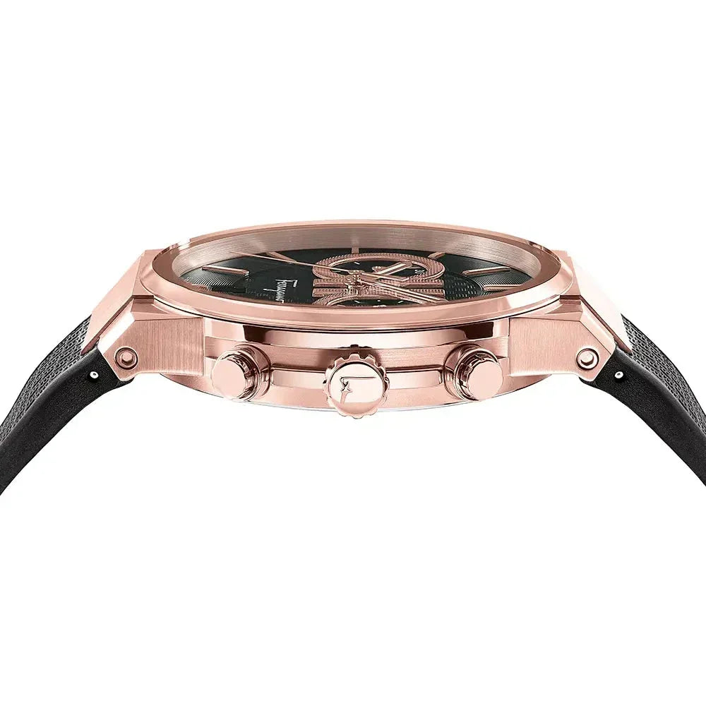  Shop Authentic Salvatore Ferragamo Sapphire Chrono Black Dial Black Rubber Strap Watch for Men - SFME00721 - Luxxuri