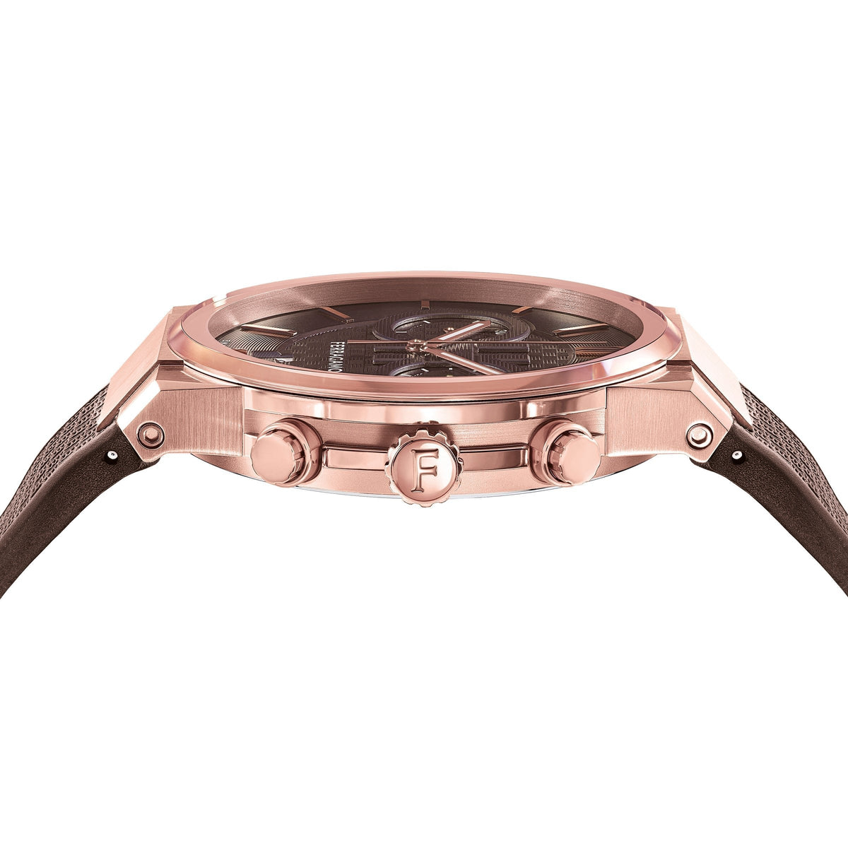  Shop Authentic Salvatore Ferragamo Sapphire Chrono Brown Dial Brown Rubber Strap Watch for Men - SFME01023 - Luxxuri