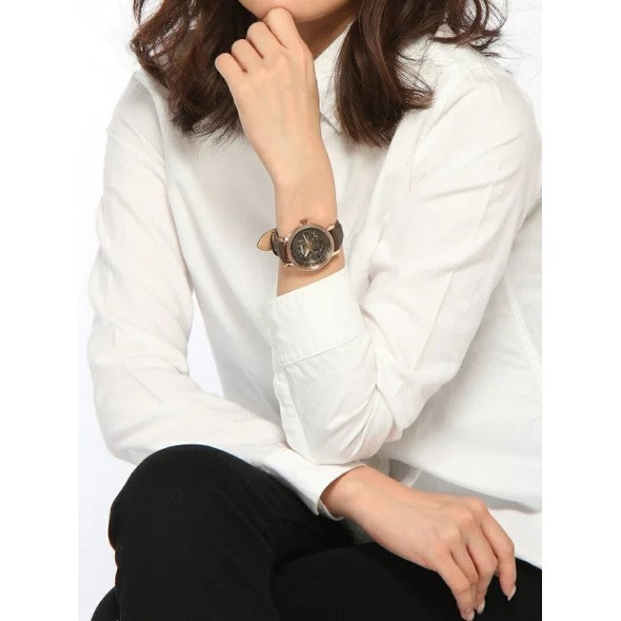  Shop Authentic Fossil Boyfriend Automatic Skeleton Grey Dial Grey Leather Strap Watch for Women - ME3089 - Luxxuri