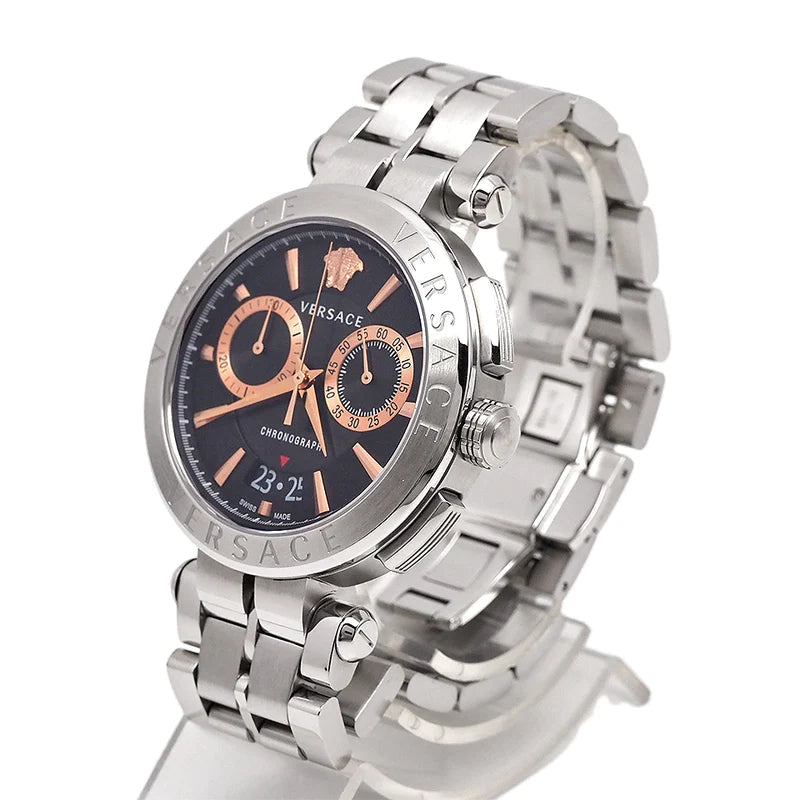  Shop Authentic Versace Aion Chronograph Black Dial Silver Steel Strap Watch For Men - VE1D01019 - Luxxuri