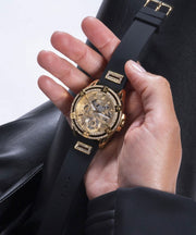  Shop Authentic Guess Queen Quartz Gold Dial Black Silicone Strap Watch For Women - GW0536L3 - Luxxuri