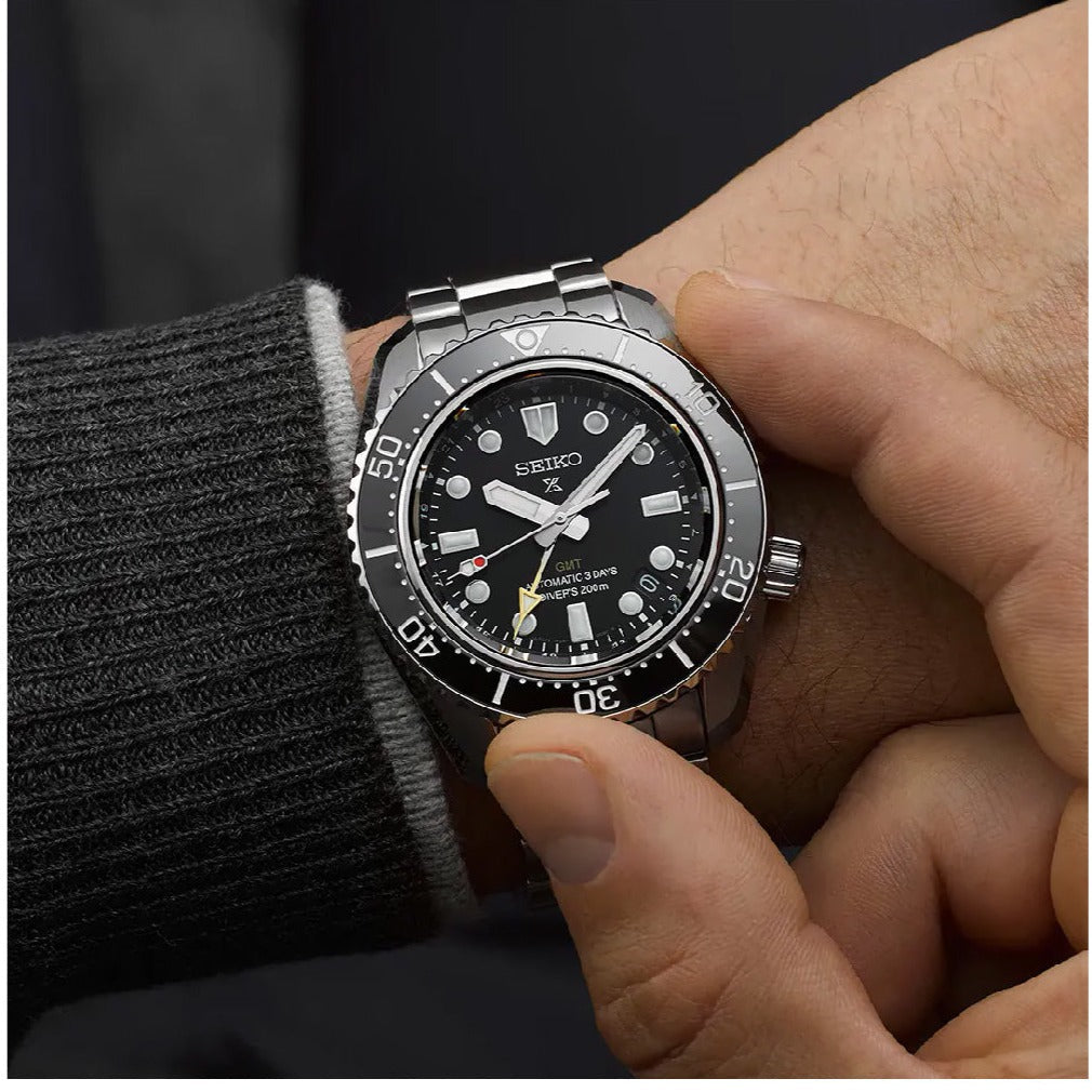  Shop Authentic Seiko Prosprex Dark Depths GMT Automatic Black Dial Silver Steel Strap Watch For Men - SPB383J1 - Luxxuri