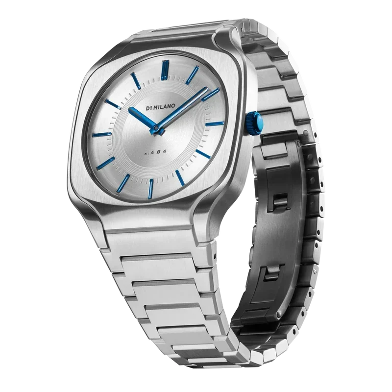 D1 Milano Square Silver Dial Silver Steel Strap Watch for Men - D1-SQBJ01