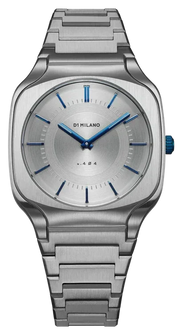 D1 Milano Square Silver Dial Silver Steel Strap Watch for Men - D1-SQBJ01
