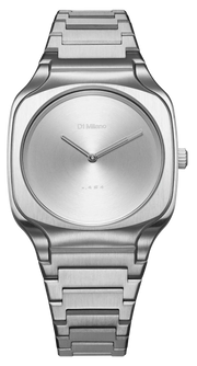 D1 Milano Square Silver Dial Silver Steel Strap Watch for Men - D1-SQBJ10