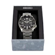  Shop Authentic Seiko 5 Sports Automatic Day Date Black Dial Silver Steel Strap Watch for Men - SRPD55K1 - Luxxuri