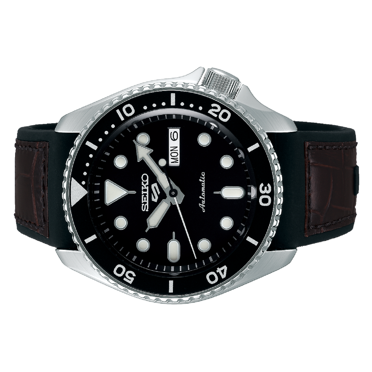  Shop Authentic Seiko 5 Sports SKX Automatic Black Dial Black Leather Strap Watch for Men - SRPD55K2 - Luxxuri