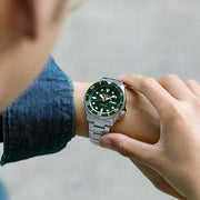  Shop Authentic Seiko 5 Sports Automatic Analog Green Dial Silver Steel Strap Watch For Men - SRPD63K1 - Luxxuri
