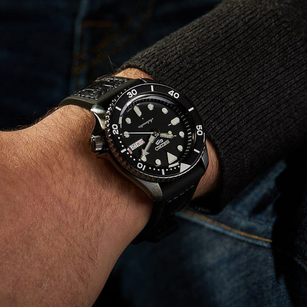  Shop Authentic Seiko 5 Sport Automatic Black Dial Black Silicone Strap Watch For Men - SRPD65K3 - Luxxuri