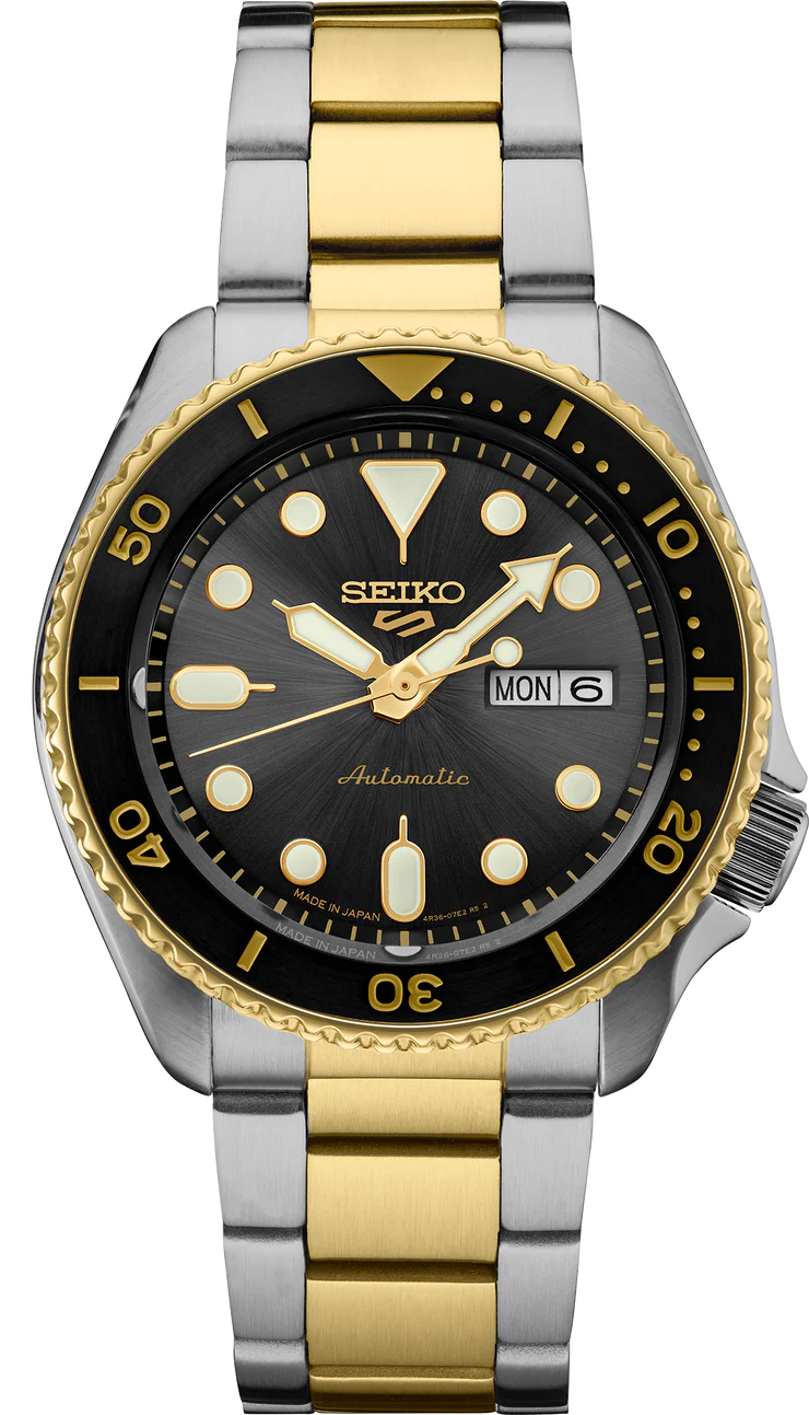  Shop Authentic Seiko 5 Sports Automatic Special Creation Black Dial Two Tone Steel Strap Watch For Men - SRPK22 - Luxxuri