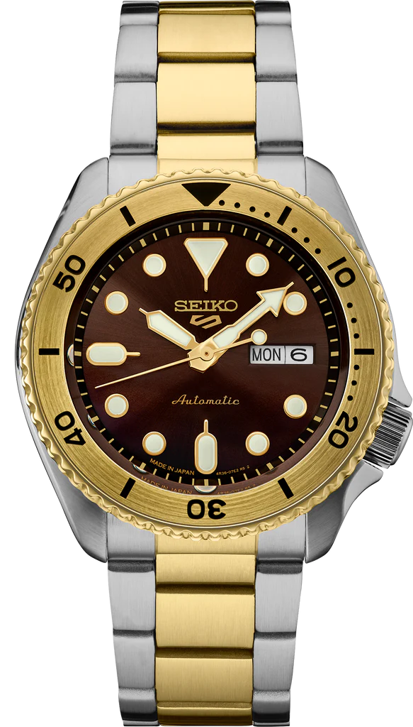  Shop Authentic Seiko 5 Sports Automatic Brown Dial Two Tone Steel Strap Watch For Men - SRPK24 - Luxxuri