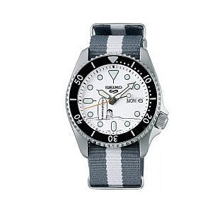  Shop Authentic Seiko 5 Sports x Peanuts Surfboard Snoopy Limited Edition White Dial Two Tone NATO Strap Watch For Men - SRPK25K1 - Luxxuri