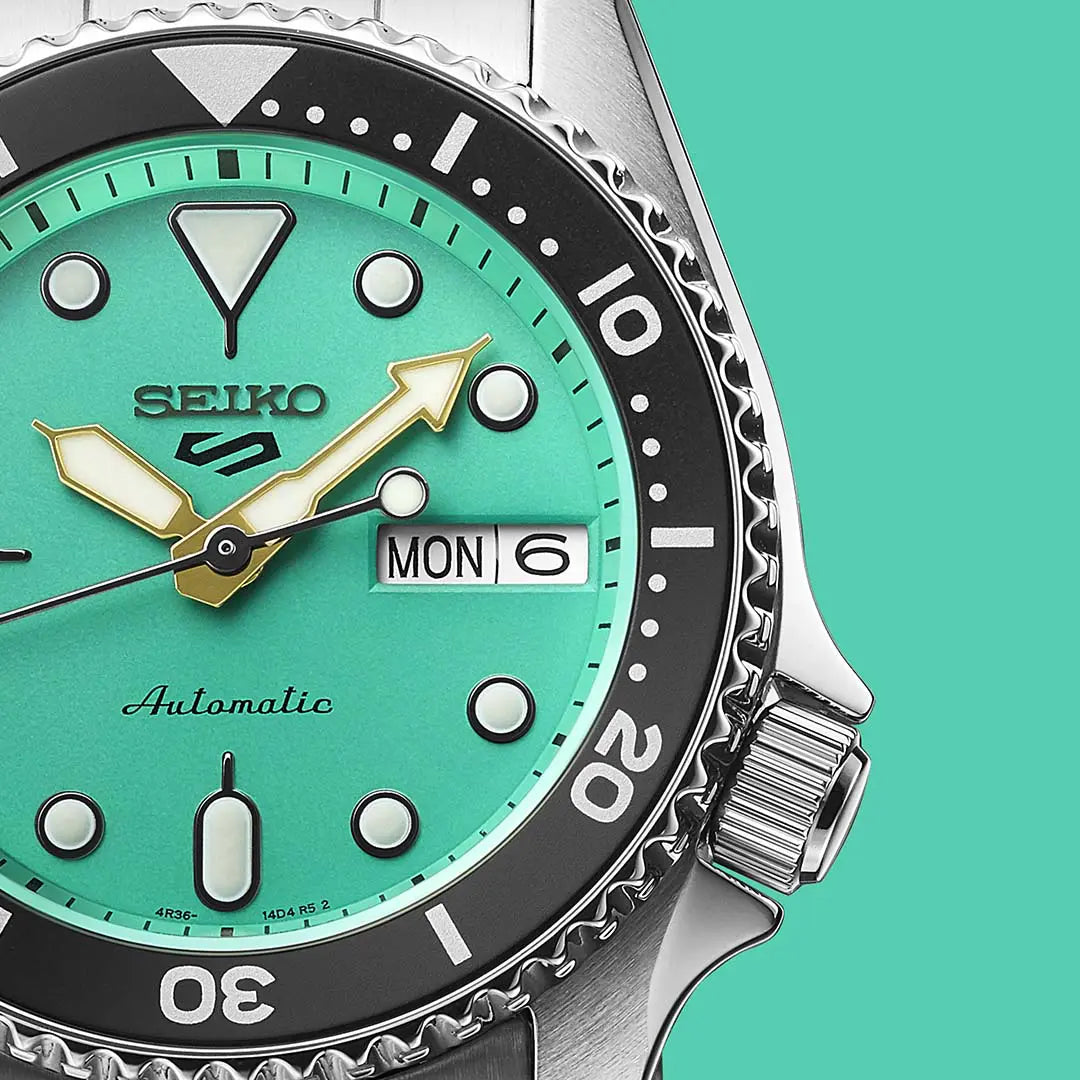  Shop Authentic Seiko 5 Sports SKX Midi Automatic Teal Dial Silver Steel Strap Watch For Men - SRPK33K1 - Luxxuri