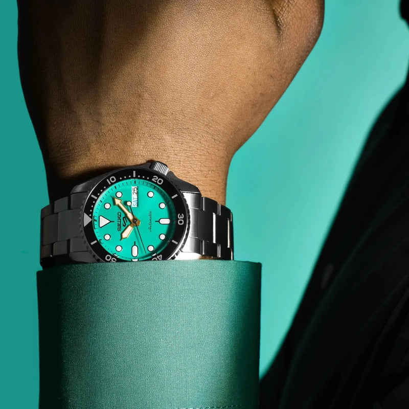  Shop Authentic Seiko 5 Sports SKX Midi Automatic Teal Dial Silver Steel Strap Watch For Men - SRPK33K1 - Luxxuri