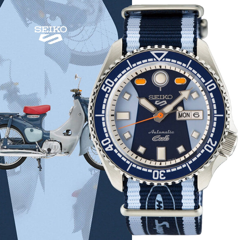  Shop Authentic Seiko 5 Sports Honda Super Cub Limited Edition Blue Dial Two Tone NATO Strap Watch For Men - SRPK37K1 - Luxxuri