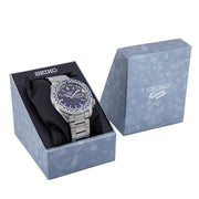 Shop Authentic Seiko 5 Sports Petrol Blue Checker Flag Special Edition Blue Dial Silver Steel Strap Watch For Men - SRPK65K1 - Luxxuri