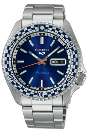  Shop Authentic Seiko 5 Sports Petrol Blue Checker Flag Special Edition Blue Dial Silver Steel Strap Watch For Men - SRPK65K1 - Luxxuri