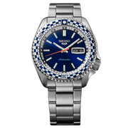  Shop Authentic Seiko 5 Sports Petrol Blue Checker Flag Special Edition Blue Dial Silver Steel Strap Watch For Men - SRPK65K1 - Luxxuri