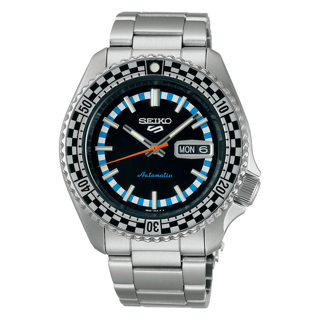  Shop Authentic Seiko 5 Sports Checker Flag Special Edition Black Dial Silver Steel Strap Watch For Men - SRPK67K1 - Luxxuri