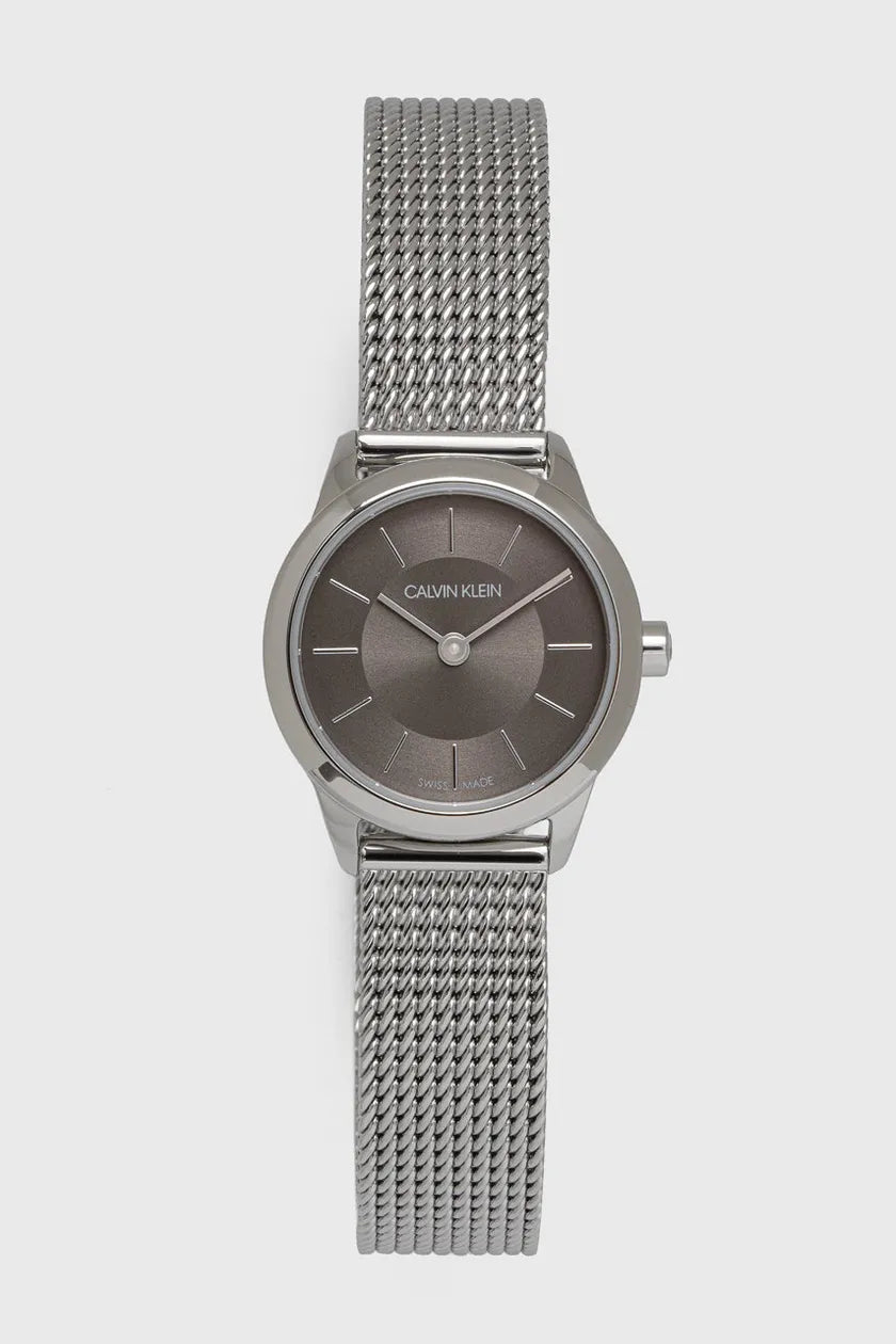  Shop Authentic Calvin Klein Minimal Grey Dial Silver Mesh Bracelet Watch for Women - K3M23124 - Luxxuri