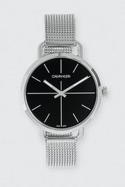  Shop Authentic Calvin Klein Even Black Dial Silver Mesh Bracelet Watch for Women - K7B23121 - Luxxuri