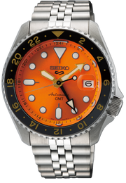  Shop Authentic Seiko 5 Sports GMT Automatic Orange Dial Silver Steel Strap Watch For Men - SSK005K1 - Luxxuri