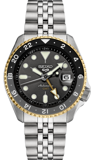  Shop Authentic Seiko 5 Sports GMT US Special Edition Automatic Grey Dial Silver Steel Strap Watch For Men - SSK021K1 - Luxxuri