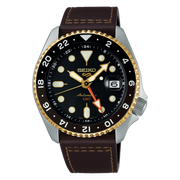  Shop Authentic Seiko 5 Sports SKX GMT Automatic Mocha Black Dial Brown Leather Strap Watch For Men - SSK036K1 - Luxxuri