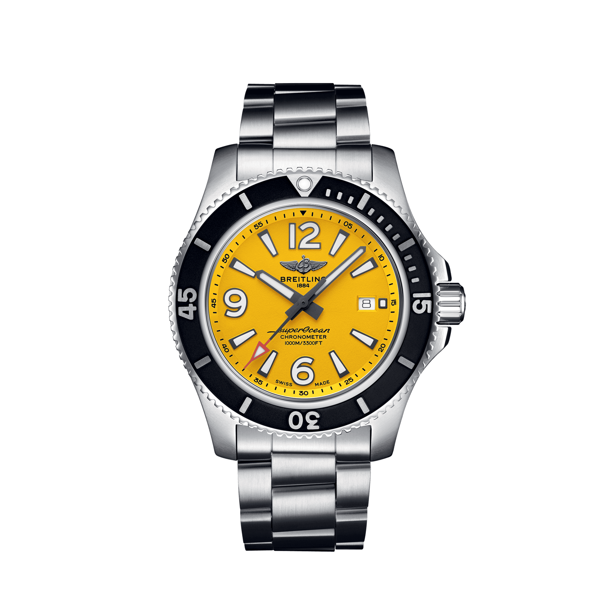  Shop Authentic Breitling Superocean Automatic 44mm Yellow Dial Silver Steel Strap Watch for Men - A17375211/1A1 - Luxxuri