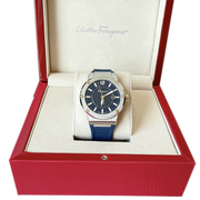  Shop Authentic Salvatore Ferragamo F-80 Blue Dial Blue Rubber Strap Watch For Men - SFHY01122 - Luxxuri