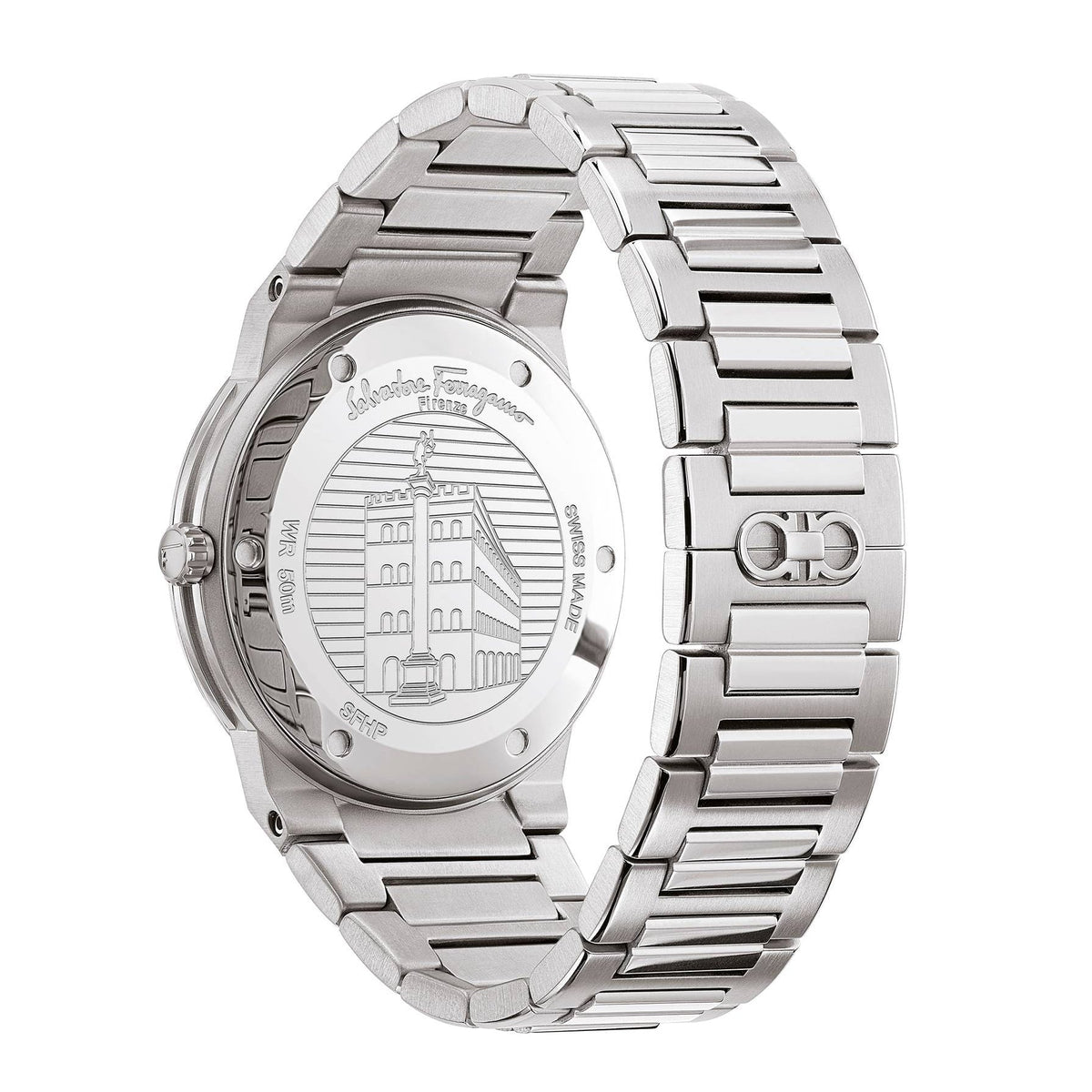  Shop Authentic Salvatore Ferragamo F-80 Bracelet Green Dial Silver Steel Strap Watch For Men - SFHY00621 - Luxxuri