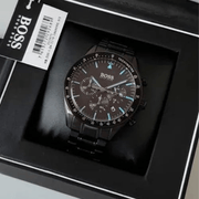  Shop Authentic Hugo Boss Trophy Black Dial Black Steel Strap Watch for Men - 1513675 - Luxxuri