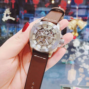  Shop Authentic Fossil Modern Machine Automatic Skeleton White Dial Brown Leather Strap Watch for Women - ME3083 - Luxxuri