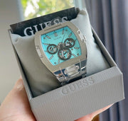  Shop Authentic Guess Phoenix Multi Function Aqua Blue Dial Silver Steel Strap Watch for Men - GW0456G4 - Luxxuri