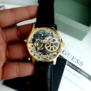  Shop Authentic Guess Gadget Gold Dial Black Leather Strap Watch for Men - GW0570G1 - Luxxuri