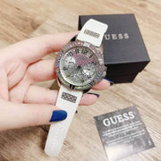  Shop Authentic Guess Frontier Diamonds Silver Dial White Rubber Strap Watch for Women - GW0045L1 - Luxxuri