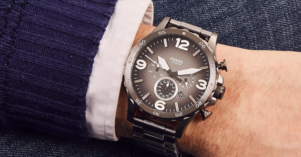  Shop Authentic Fossil Nate Chronograph Gunmetal Dial Grey Steel Strap Watch for Men - JR1437 - Luxxuri