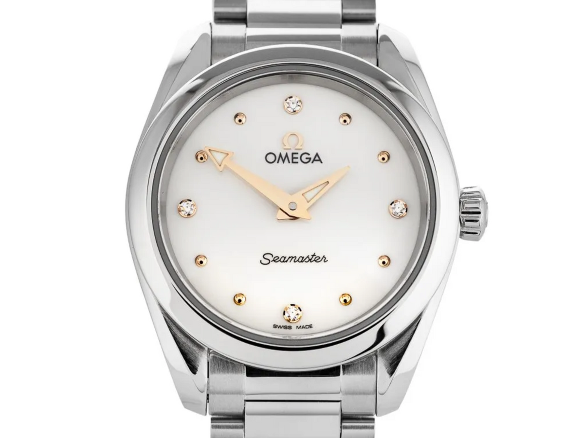  Shop Authentic Omega Seamaster Aqua Terra Quartz Diamond Silver Dial Silver Steel Strap Watch for Women - 220.10.28.60.54.001 - Luxxuri