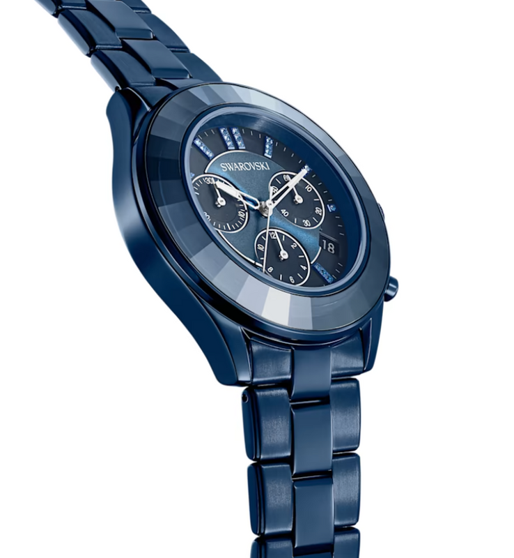  Shop Authentic Swarovski Octea Lux Sport Chronograph Blue Dial Blue Steel Strap Watch for Women - 5610475 - Luxxuri