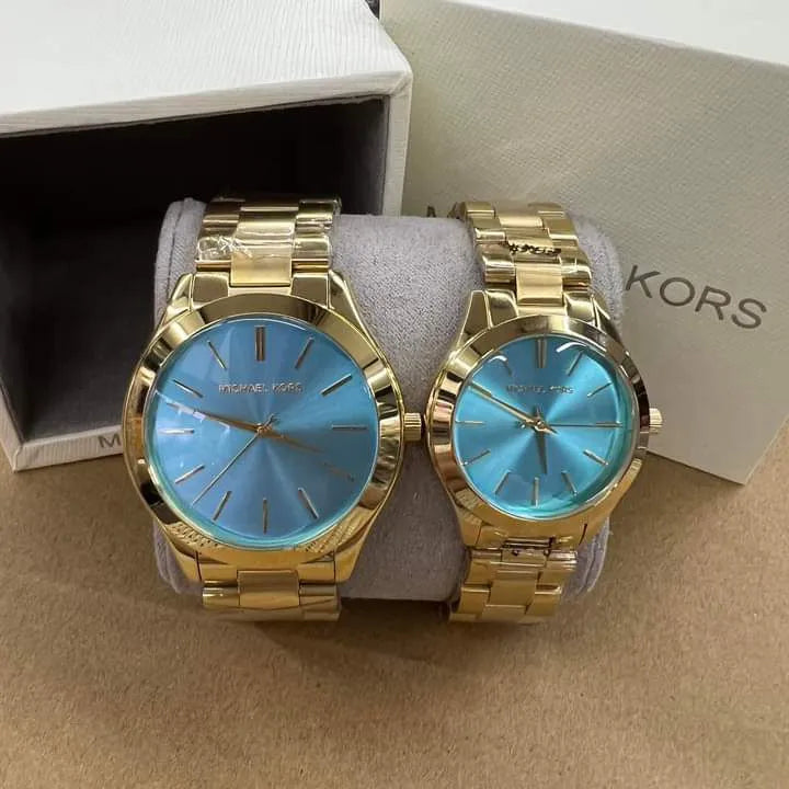  Shop Authentic Michael Kors Slim Runway Blue Dial Gold Steel Strap Watch for Women - MK3265 - Luxxuri