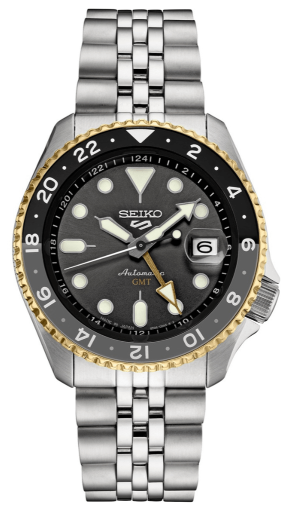  Shop Authentic Seiko 5 Sports GMT US Special Edition Automatic Grey Dial Silver Steel Strap Watch For Men - SSK021K1 - Luxxuri