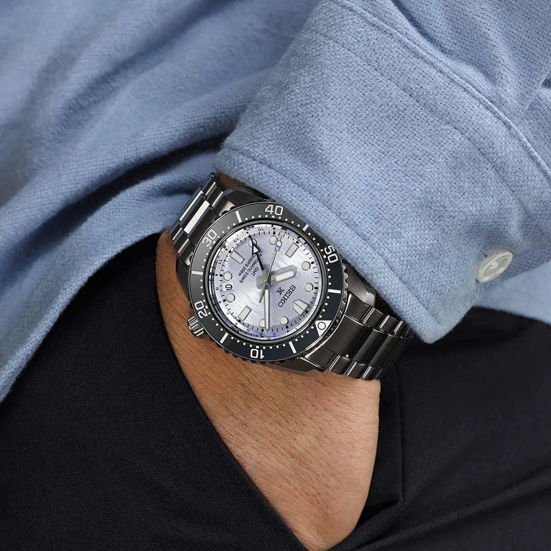  Shop Authentic Seiko Prospex Limited Edition Automatic GMT Glacier Blue Dial Silver Steel Strap Watch For Men - SPB385J1 - Luxxuri