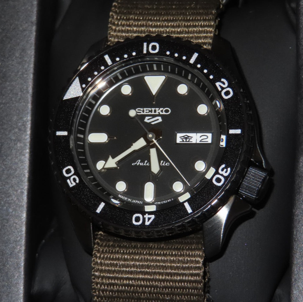  Shop Authentic Seiko 5 Sport Automatic Black Dial Green Nylon Strap Watch For Men - SRPD65K4 - Luxxuri